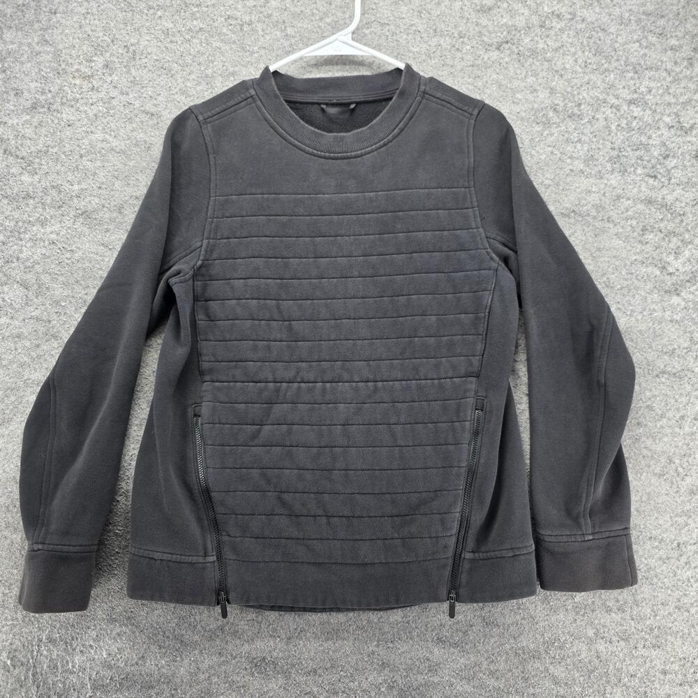 Lululemon Sweatshirt Womens 4 Black Pullover Quilted Front Zip Pockets Tagless